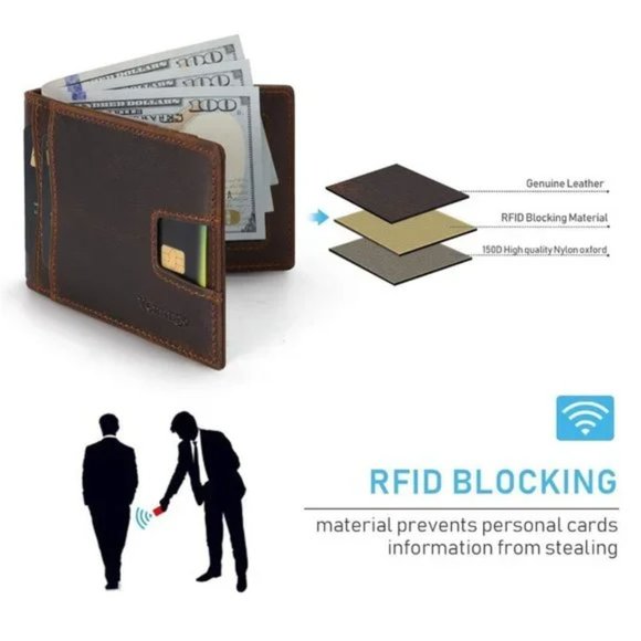 New Genuine Leather Wallets for Men, DBrown - Picture 3 of 6